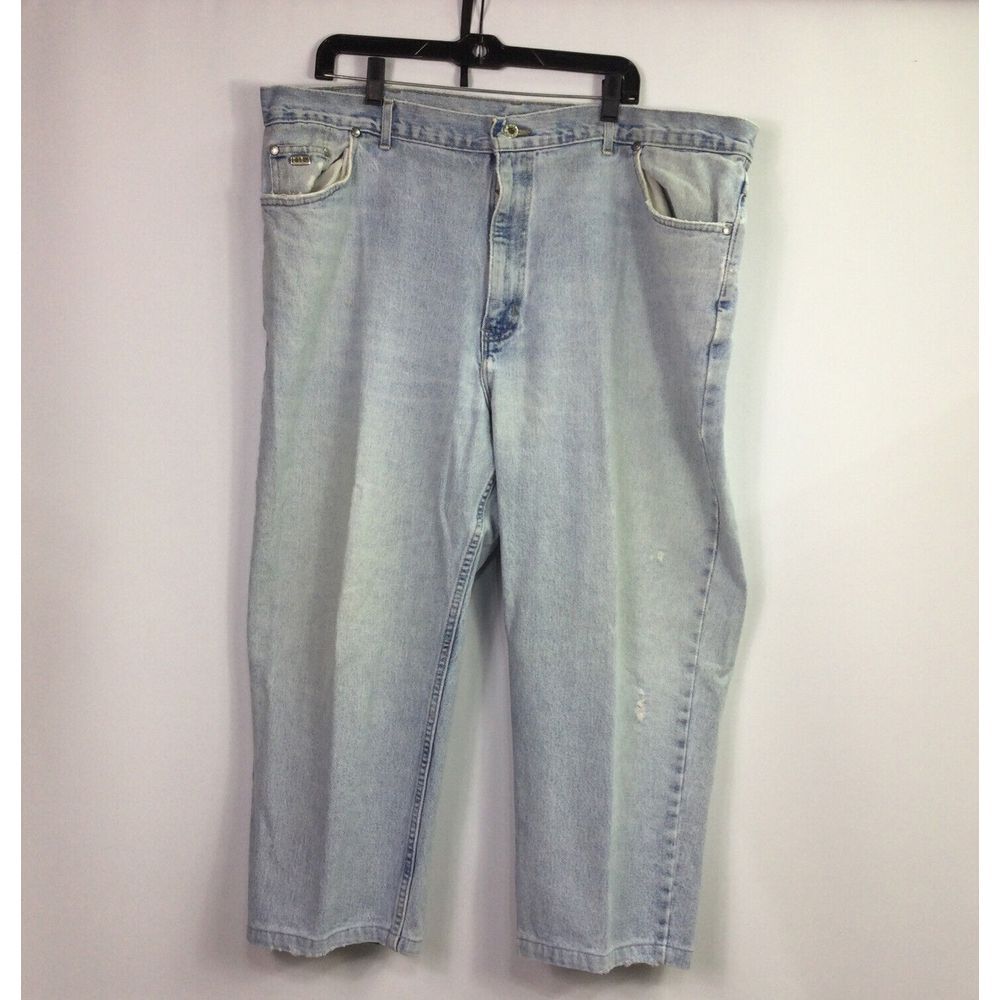 Vintage H. I.S h.i.s‎ Jeans Capris Lite Washed Distressed Denim Mens Size 44x24